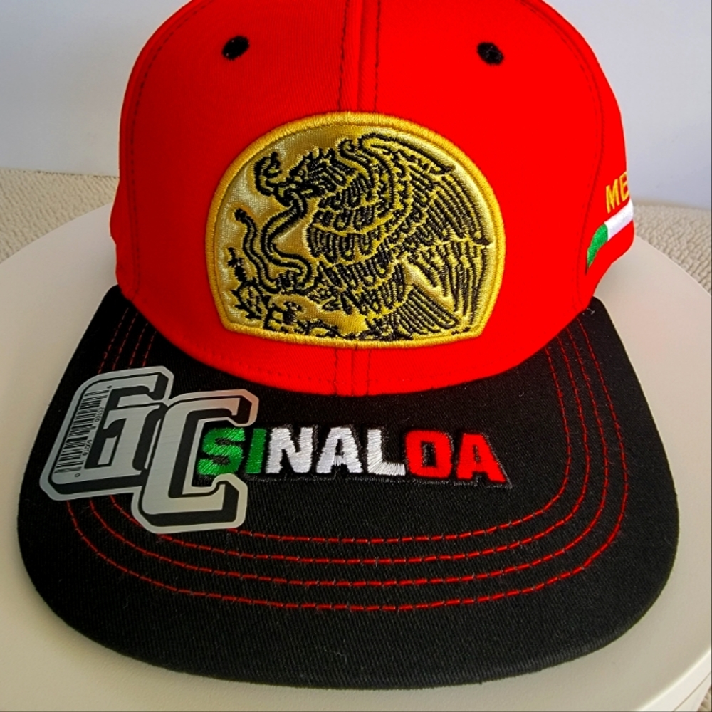 SINALOA MEXICO 🇲🇽 red hat Mexican Eagle Embroidered Trucker Baseball Ca